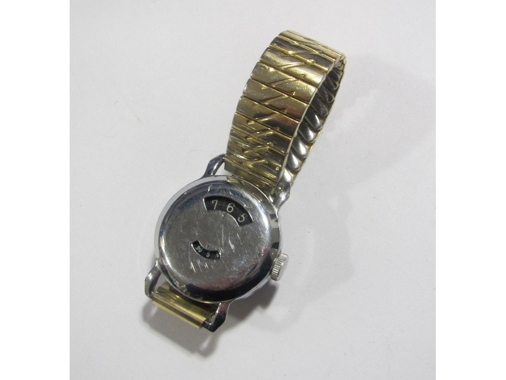 Appraisal: Gents stainless steel watch with hour and minute window