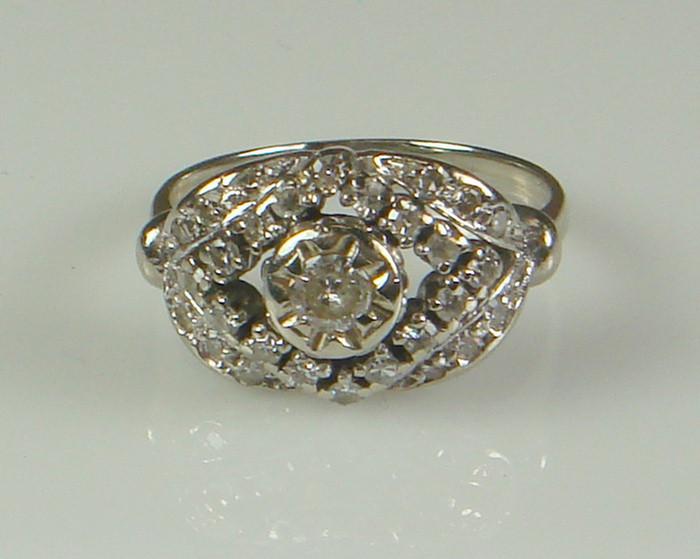 Appraisal: K WG filigree diamond dinner ring size diamonds total Estimate