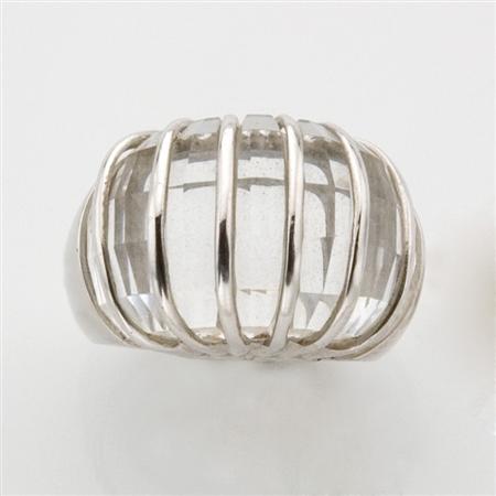 Appraisal: Sterling Silver and Faceted Crystal Dome Ring Daniel Swarovski Estimate