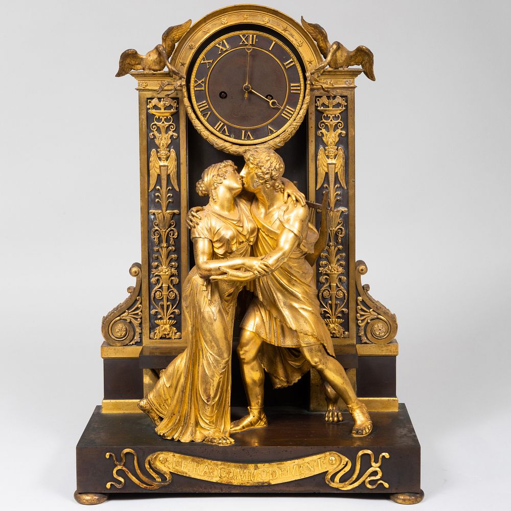 Appraisal: French Gilt-Bronze Mantel Clock 'The Reconciliation' After a Design by