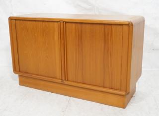 Appraisal: Danish Modern Teak Tambour Door Credenza Rounded corner cabinet on