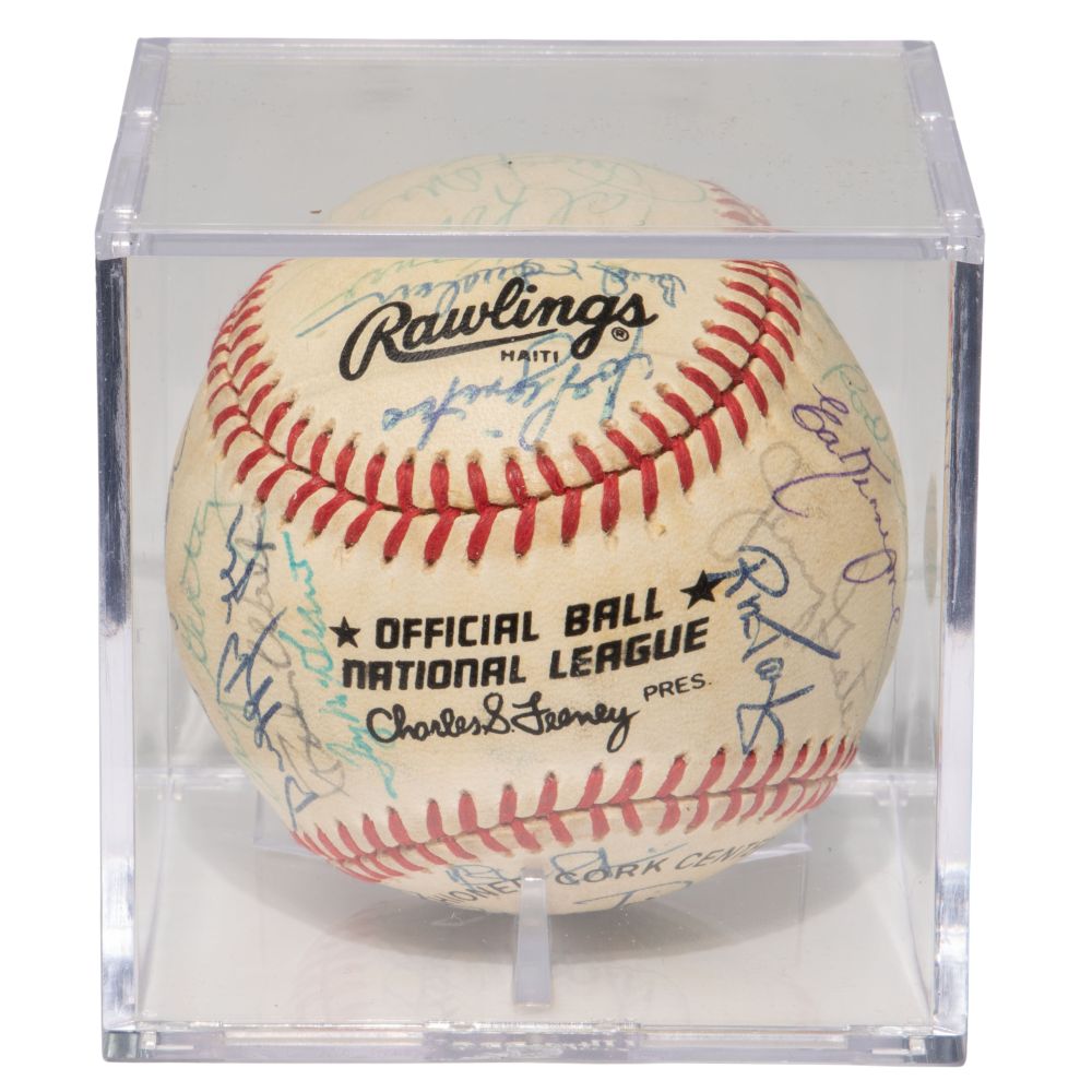 Appraisal: WORLD SERIES NEW YORK METS REUNION SIGNED BASEBALL JSAEncased official