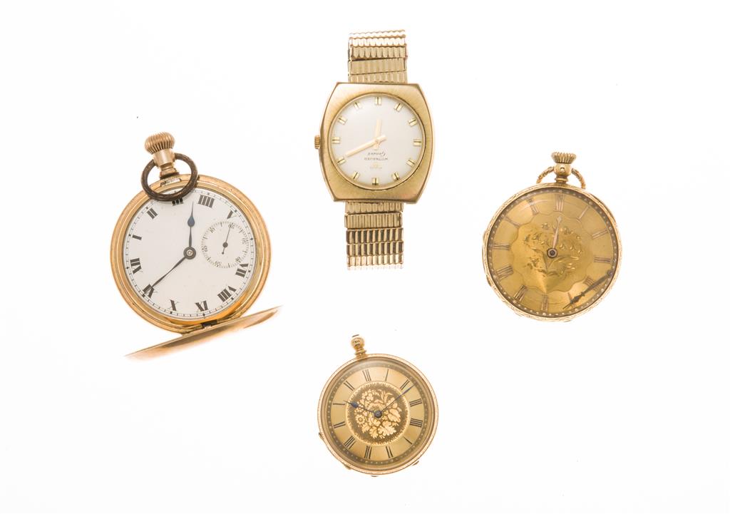 Appraisal: Two small gold cased pocket watches the smaller with engraved