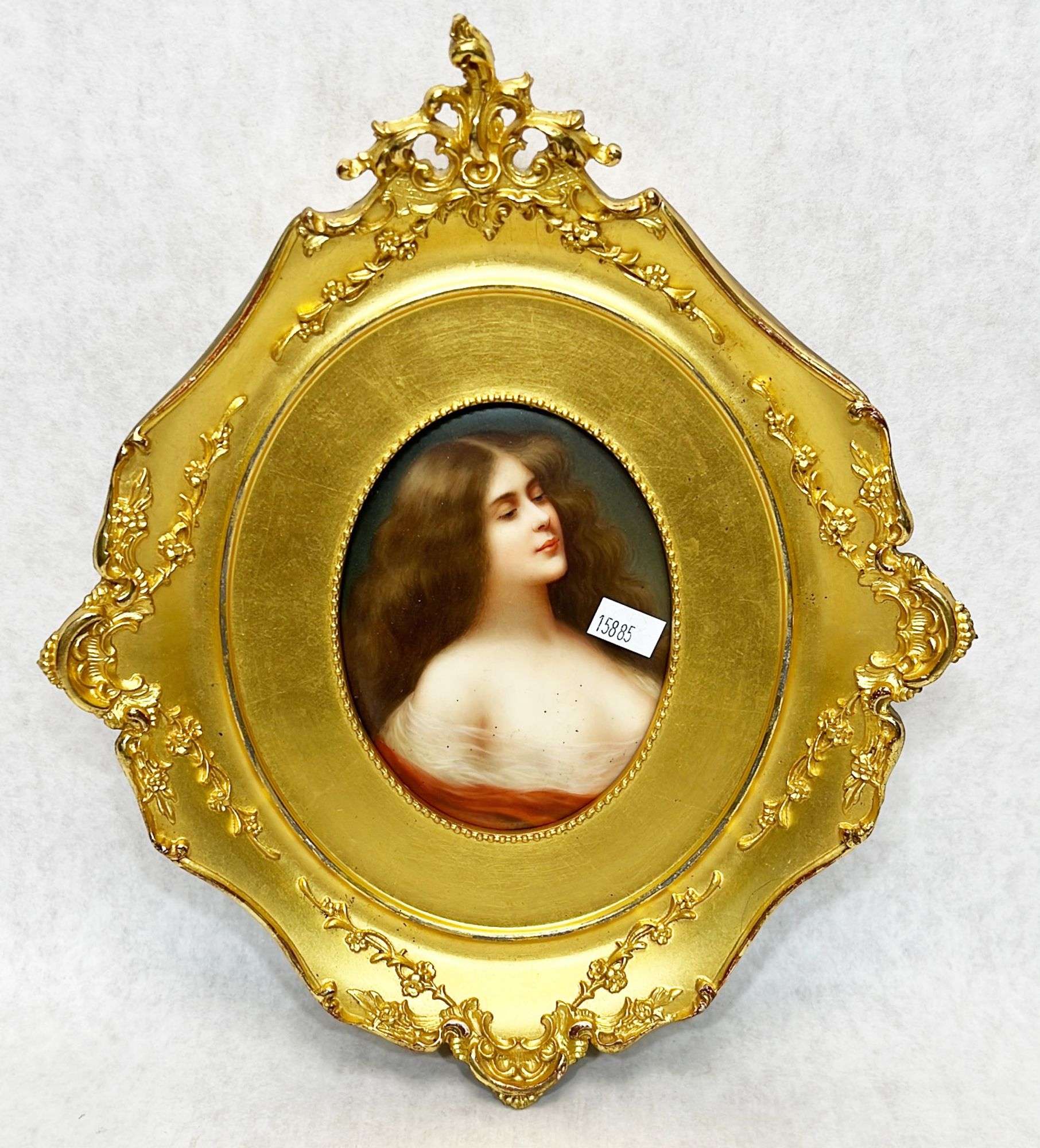 Appraisal: German Hutschenreuther porcelain woman painted plaqueLate thC or early thC