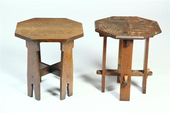 Appraisal: TWO ARTS CRAFTS END TABLES American early th century quarter