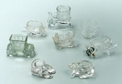 Appraisal: Eight pieces pressed glass including toothpicks and open salts two