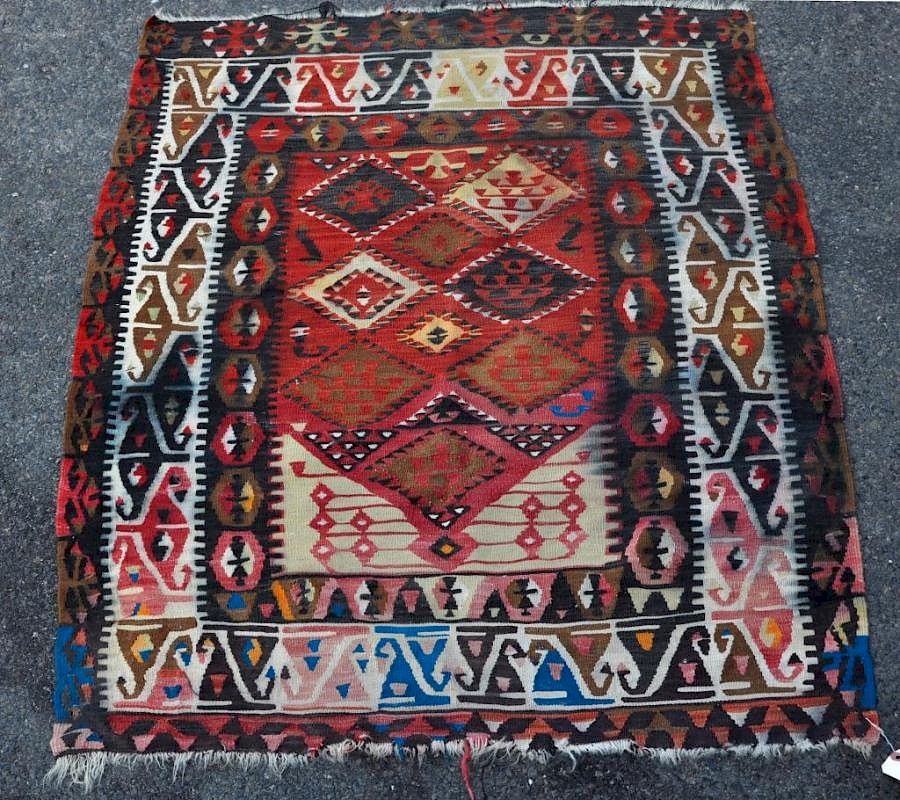 Appraisal: Kilim Rug Kilim rug Wear loss losses stains dye run