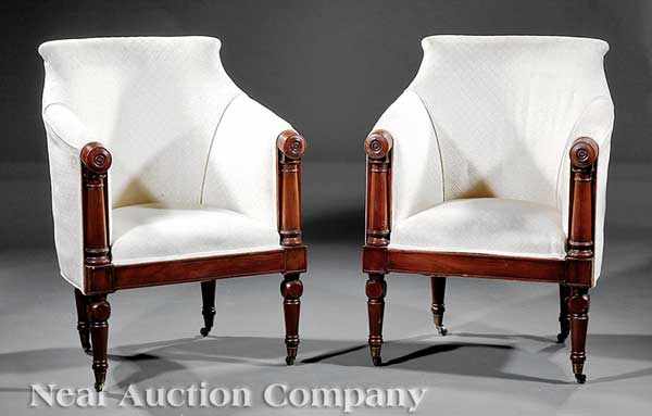 Appraisal: A Pair of Regency-Style Mahogany Tub Chairs th c in