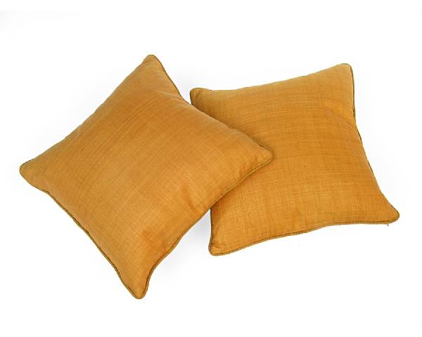 Appraisal: Three sets of raw silk pillows approximate dimensions x in