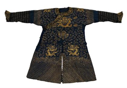 Appraisal: Chinese blue gauze and gold thread summer robe th century