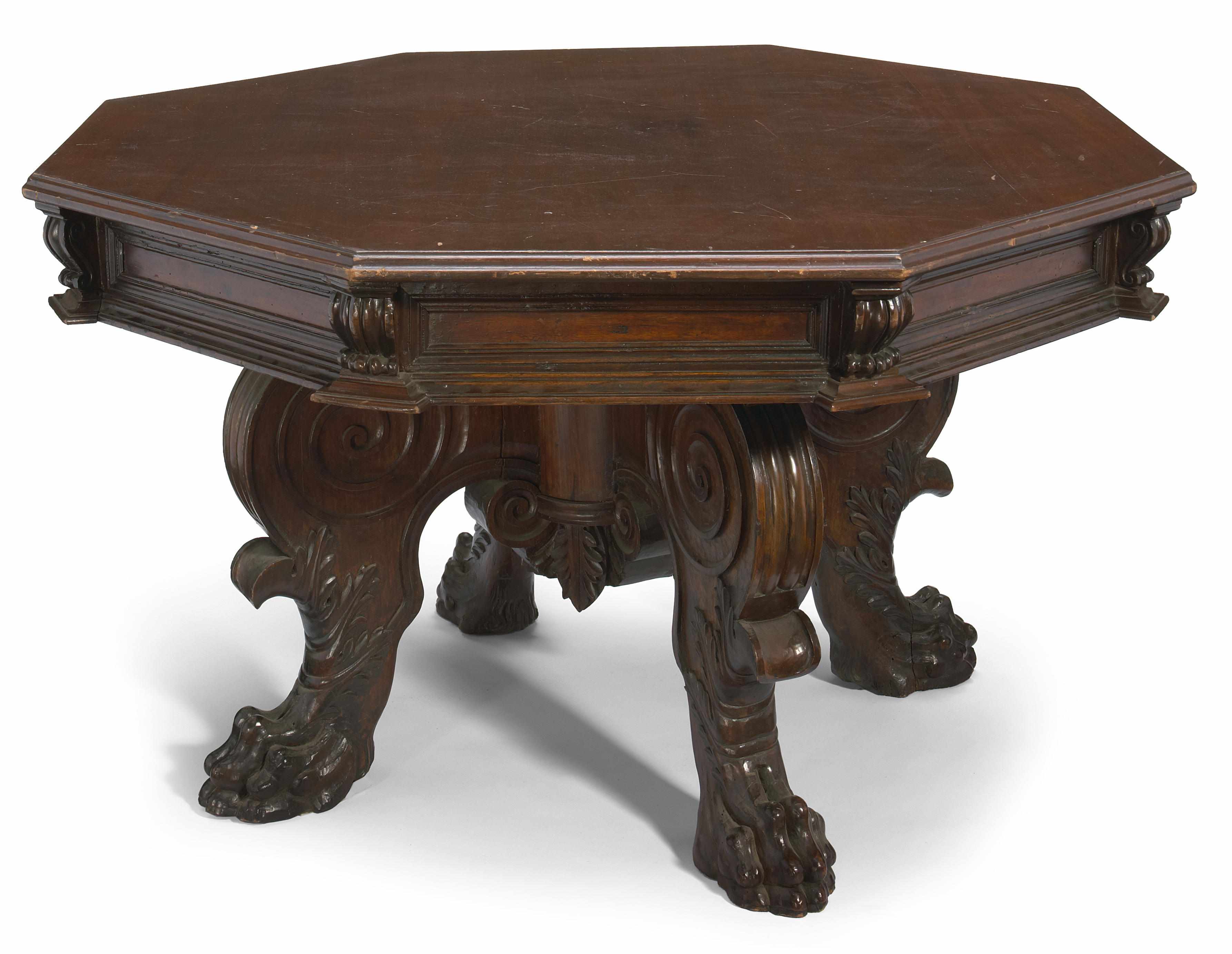 Appraisal: An Italian Renaissance Revival walnut center table late th century