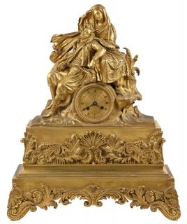 Appraisal: IMPORTANT FRENCH PHILHELLENIC THEMED CLOCK Dore Bronze Mantel Clock featuring