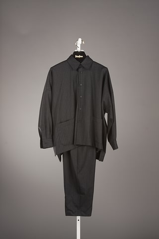 Appraisal: Eskandar charcoal gray piece wood cashmere slacks elastic waist and