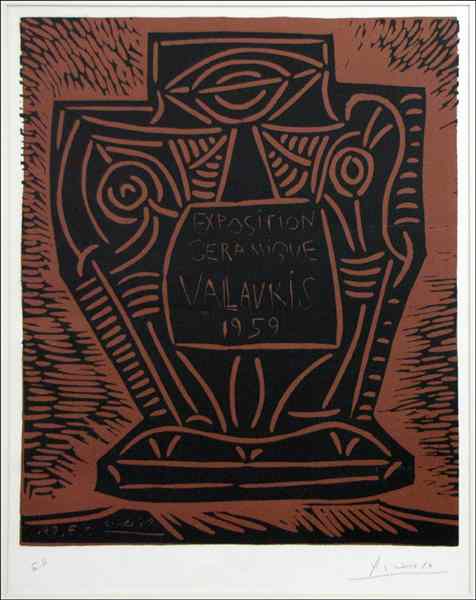 Appraisal: AFTER PABLO PICASSO - EXPOSITION CERAMIQUE VALLAURIS Linocut bearing pencil