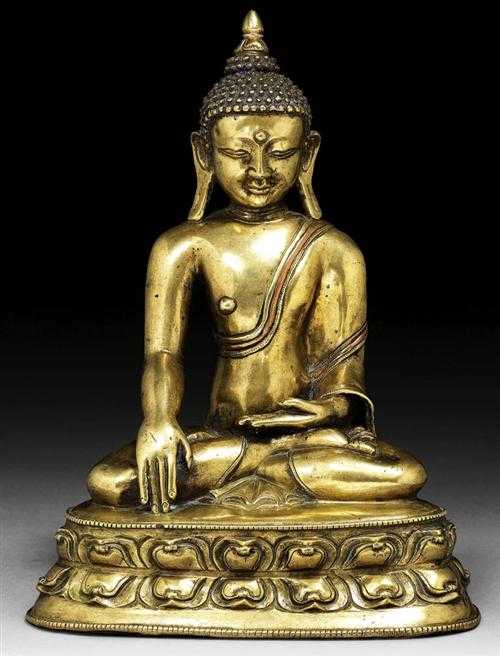 Appraisal: BUDDHA SHAKYAMUNI Western Tibet th century H cm Light bronze