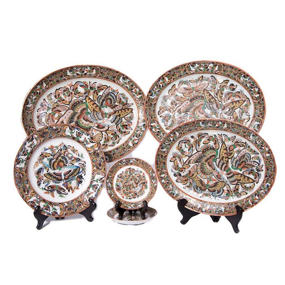 Appraisal: Six Chinese thousand butterfly porcelain plates Three Chinese thcentury thousand