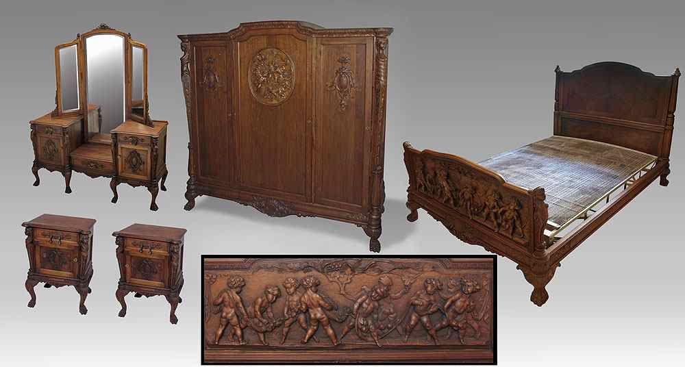 Appraisal: PIECE HORNER ERA HEAVILY CARVED BEDROOM SUITE Ca - All