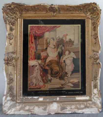 Appraisal: th Century Needlepoint of Harp Player Cherub By Mary Theresa