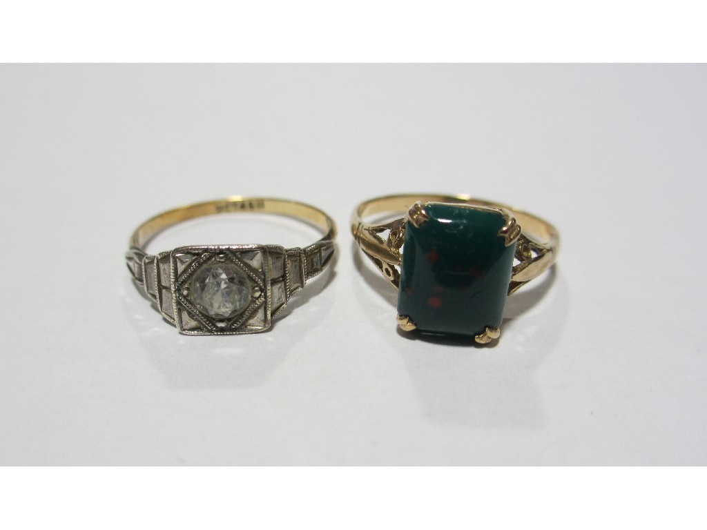 Appraisal: Lot comprising ct gold bloodstone single stone ring and an