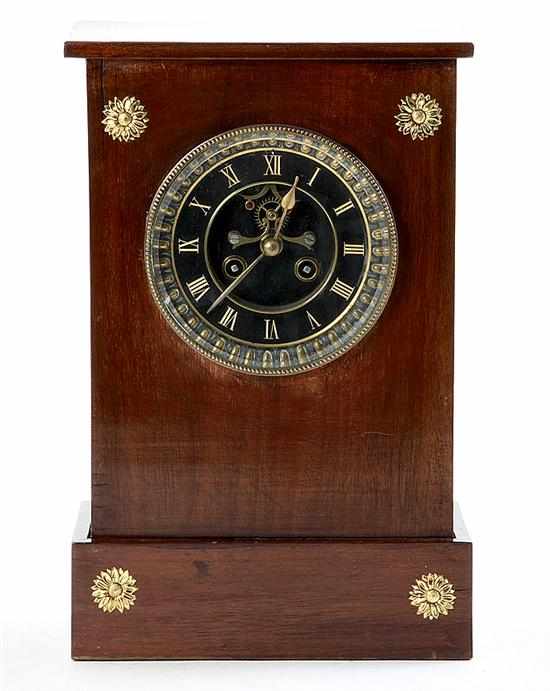 Appraisal: Victorian mahogany mantel clock late th century rectangular case housing