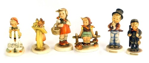 Appraisal: Six Hummel pottery figures to include children playing instruments children