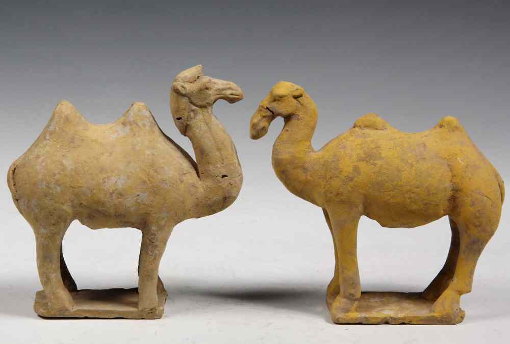 Appraisal: PAIR OF CHINESE HAN DYNASTY CAMELS - This pair perhaps