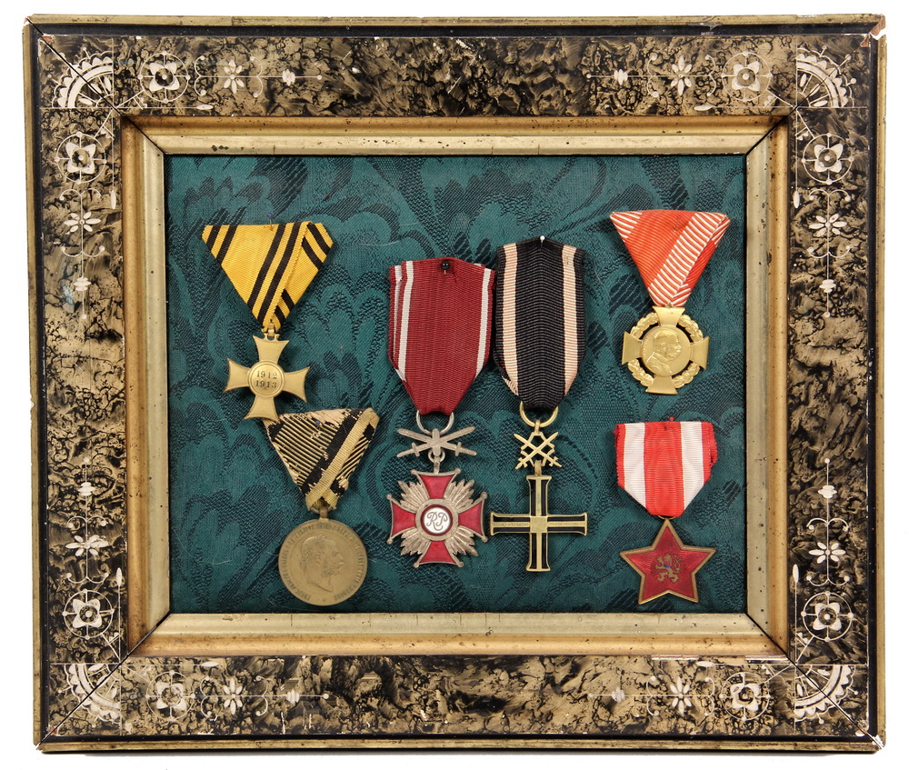 Appraisal: FRAMED COLLECTION OF MEDALS - Military Decorations WWI WWII Austro-Hungarian