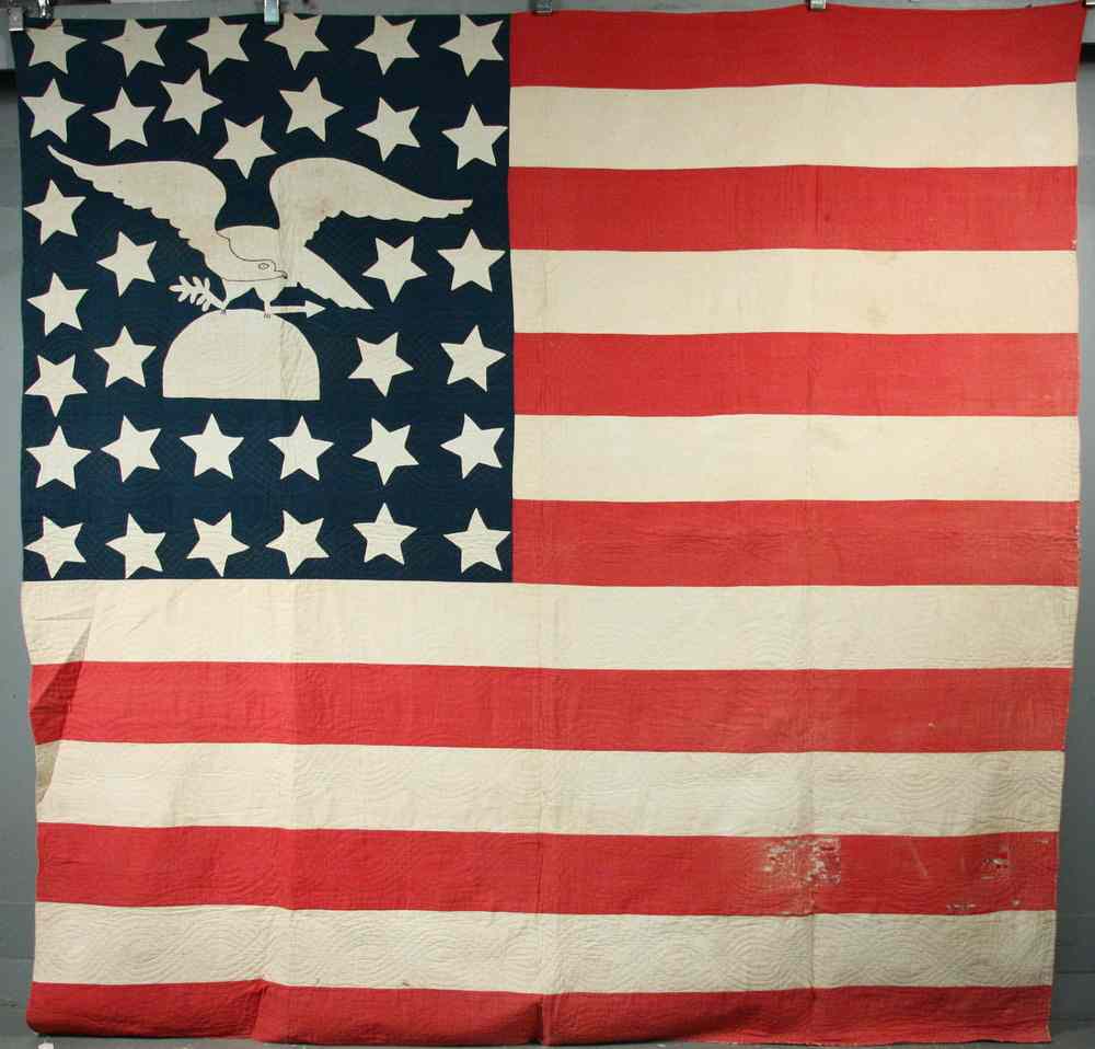 Appraisal: EARLY PATRIOTIC QUILT - Summer Weight Cotton Quilt derived from