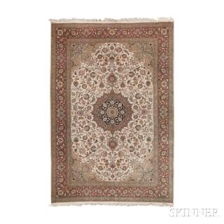 Appraisal: Tabriz Carpet Northwestern Iran c with silk highlights ft in