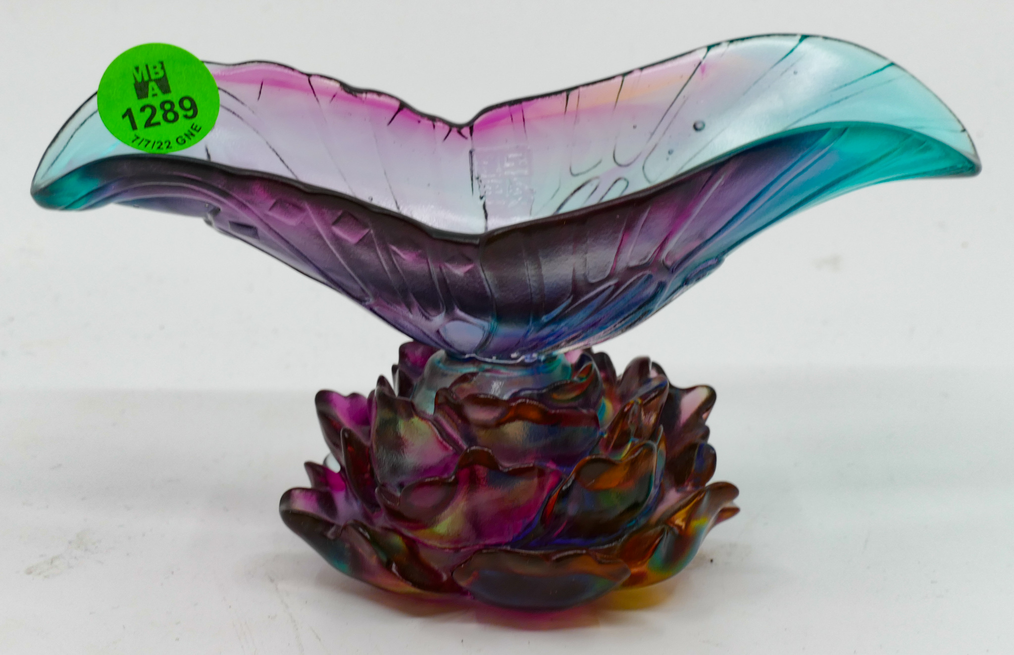 Appraisal: Liuligongfang Crystal Lotus Figure with Box ''