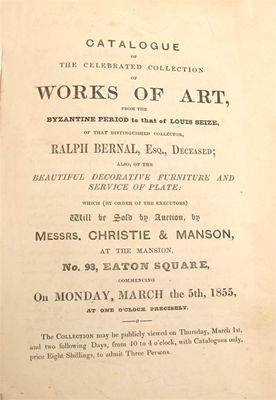 Appraisal: The Bernal Collection Christie Manson Woods Catalogue of the celebrated