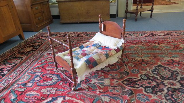 Appraisal: Antique Doll Bed four poster with castors