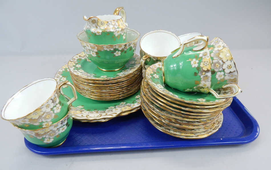 Appraisal: A Crown Staffordshire part tea service decorated in Art Deco