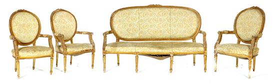 Appraisal: LOUIS XVI STYLE PARLOR SET France th century Settee and