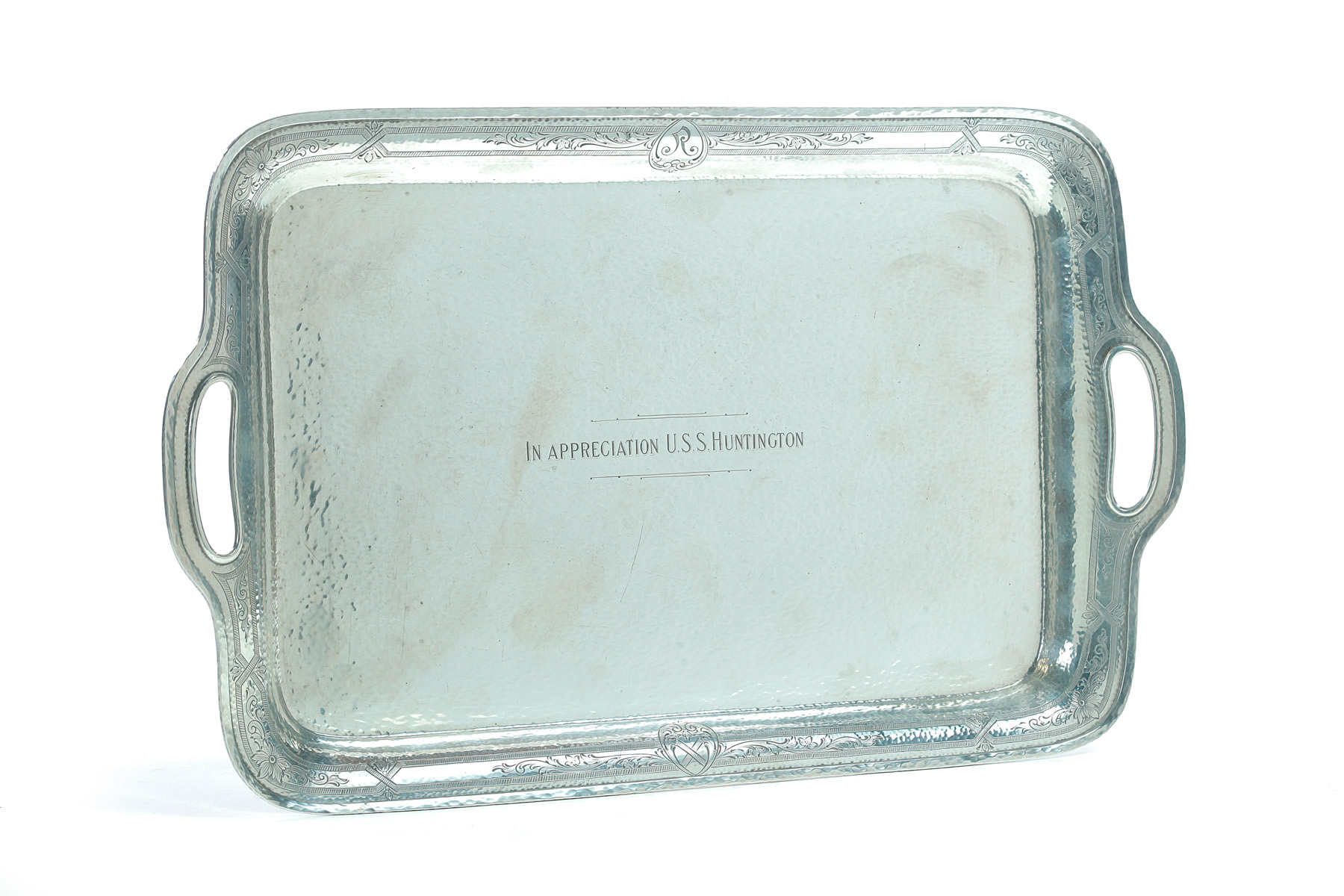 Appraisal: STERLING SILVER SERVING TRAY BY GORHAM FOR THE USS HUNTINGTON