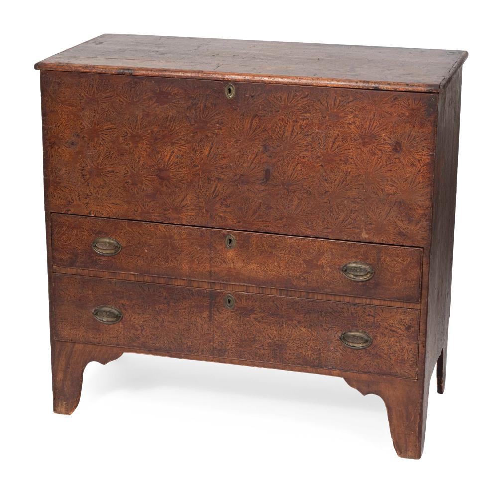 Appraisal: COLONIAL SPONGE-PAINTED BLANKET CHEST Late th Early th Century In