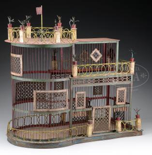 Appraisal: VICTORIAN WIRE BIRD CAGE IN THE FORM OF A STEAMBOAT