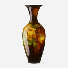 Appraisal: Weller Pottery Louwelsa floor vase with roses USA c glazed