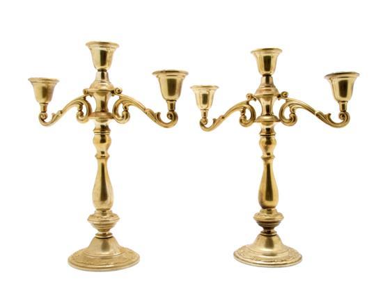 Appraisal: A Pair of American Sterling Silver Three-Light Candelabra International having