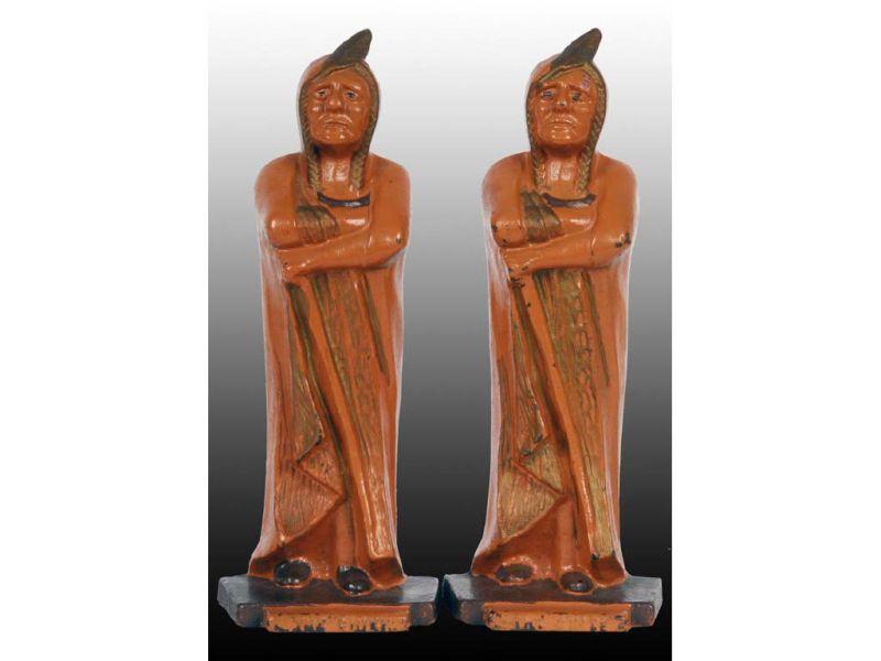 Appraisal: Indian Chief Cast Iron Bookends Description - '' x -