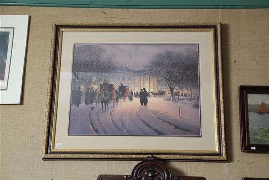 Appraisal: LIMITED EDITION PRINT BY G HARVEY Winter scene at the