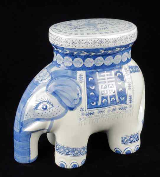 Appraisal: CHINESE BLUE AND WHITE POTTERY ELEPHANT GARDEN SEAT H ''