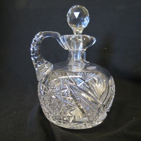 Appraisal: Signed Cut Glass Whiskey Decanter hobstar diamond ray maple leaf