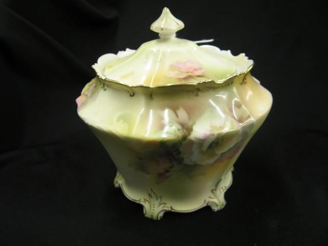 Appraisal: R S Prussia Porcelain Cracker or Biscuit Jar fine floral