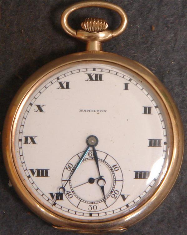 Appraisal: YGF S OF Hamilton pocket watch Model movement j adj