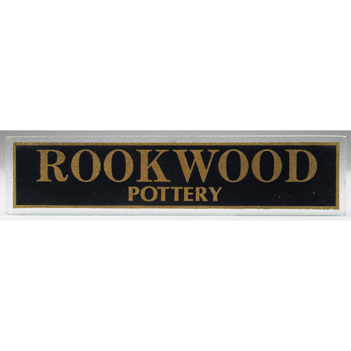 Appraisal: Unusual Rookwood Pottery retailer's sign textured glass pane with applied