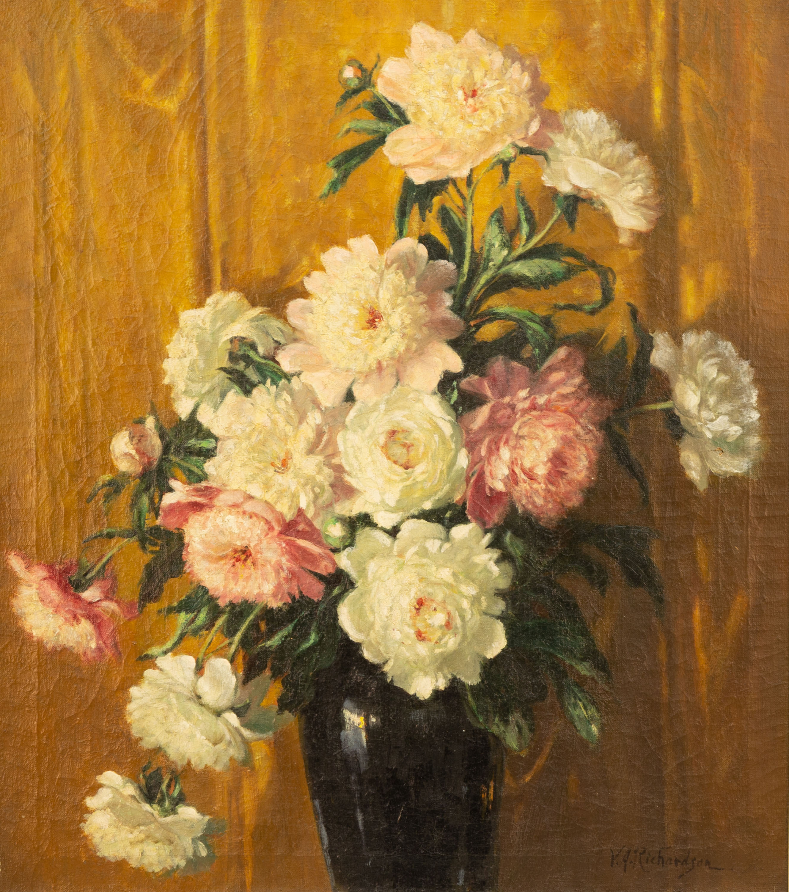 Appraisal: VOLNEY ALLAN RICHARDSON AMERICAN - WHITE PEONIES Oil on canvas