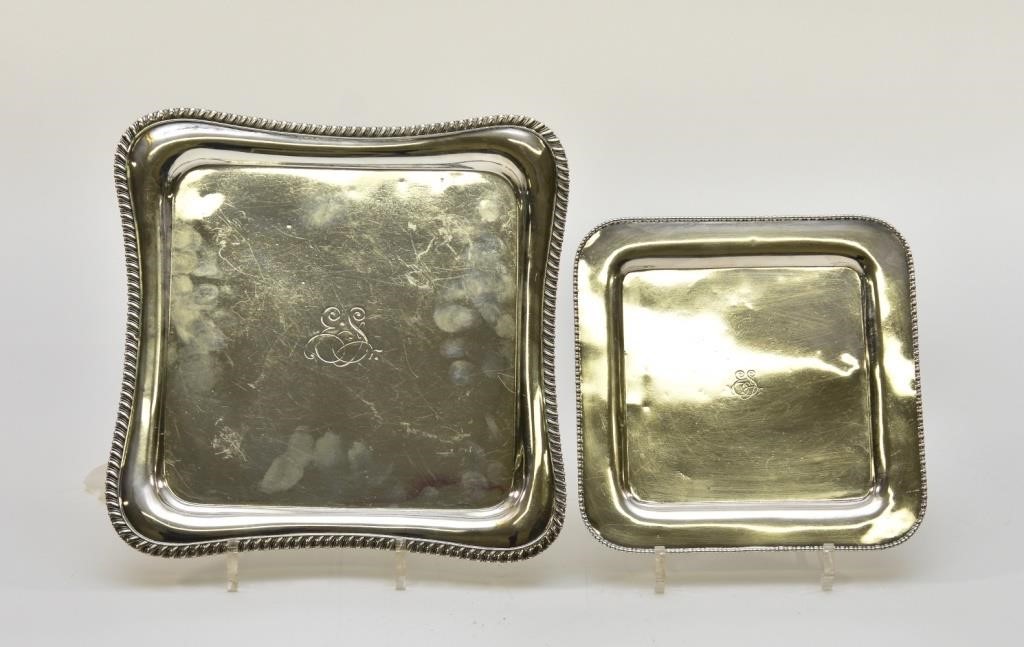 Appraisal: Two sterling silver trays largest x troy oz Condition Scratches