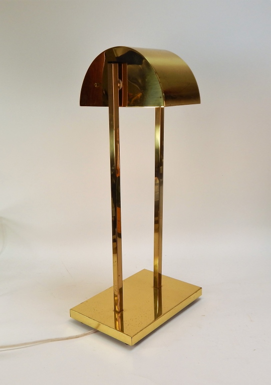 Appraisal: MCM BRASS HALF MOON CANTILEVER SHADE LAMP United States Mid