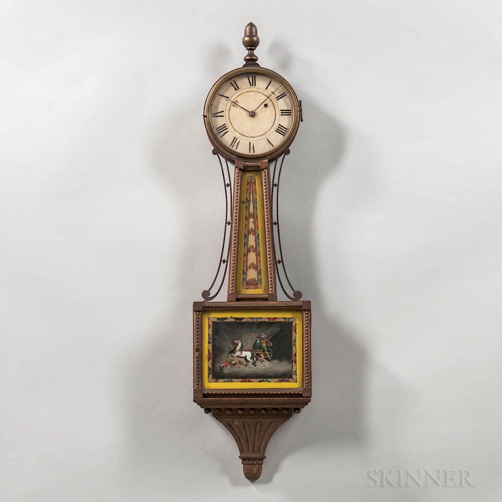 Appraisal: Mahogany Patent Timepiece or Banjo Clock Mahogany Patent Timepiece or